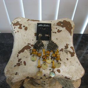 NWT brown beaded shell boho earrings